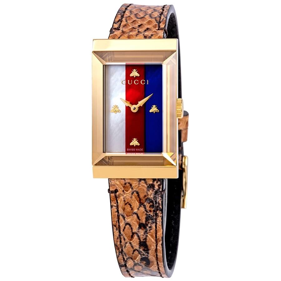 Replica G-Frame Gucci G-Frame Mother of Pearl Dial Ladies Leather Watch YA147402 Watches YA147402