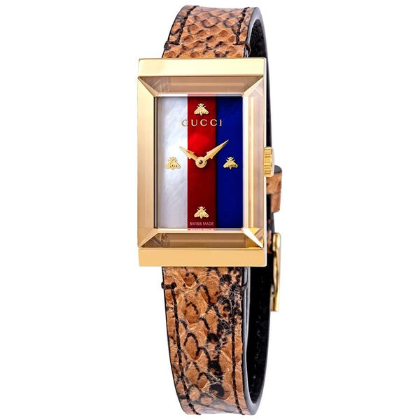 Replica G-Frame Gucci G-Frame Mother of Pearl Dial Ladies Leather Watch YA147402 Watches YA147402
